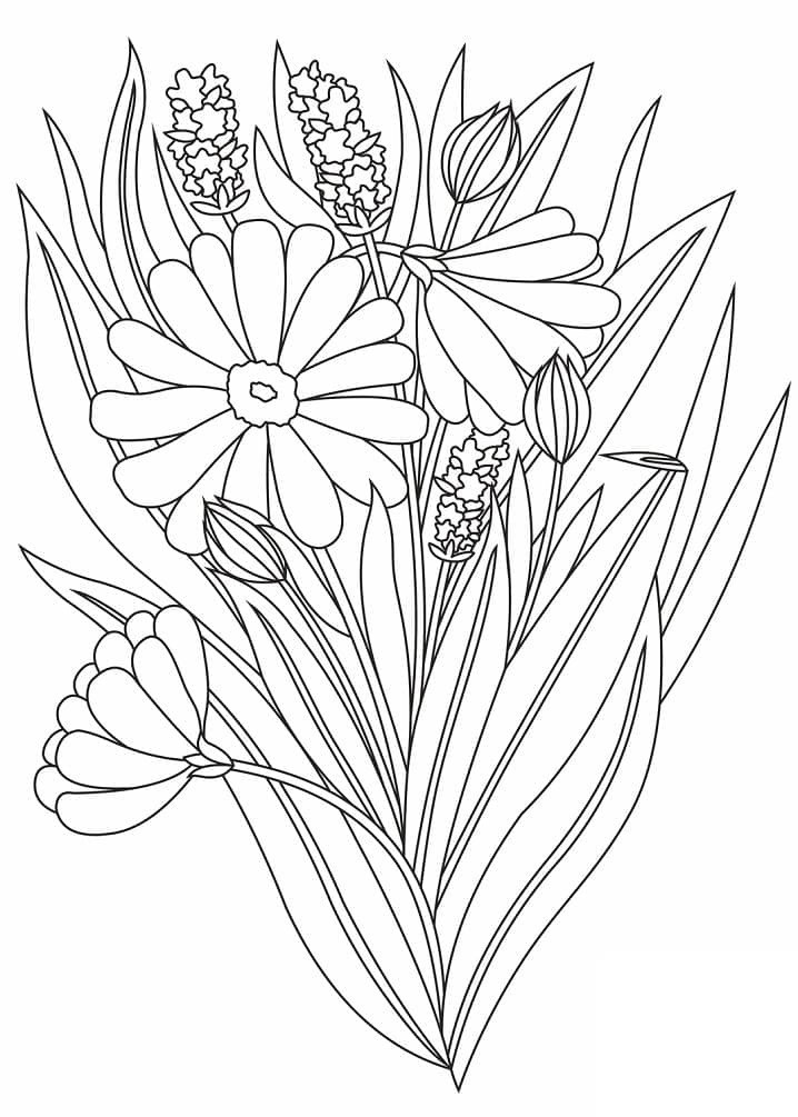 Buquê de Flores para Colorir