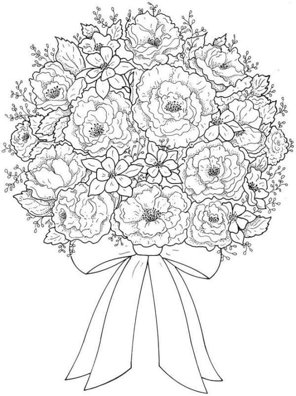 Desenho De Buque De Flores Pequeno Para Colorir e Imprimir