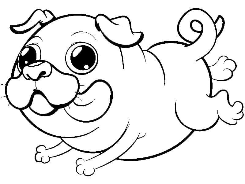 Desenho De adorável Cachorro Pug Para Colorir