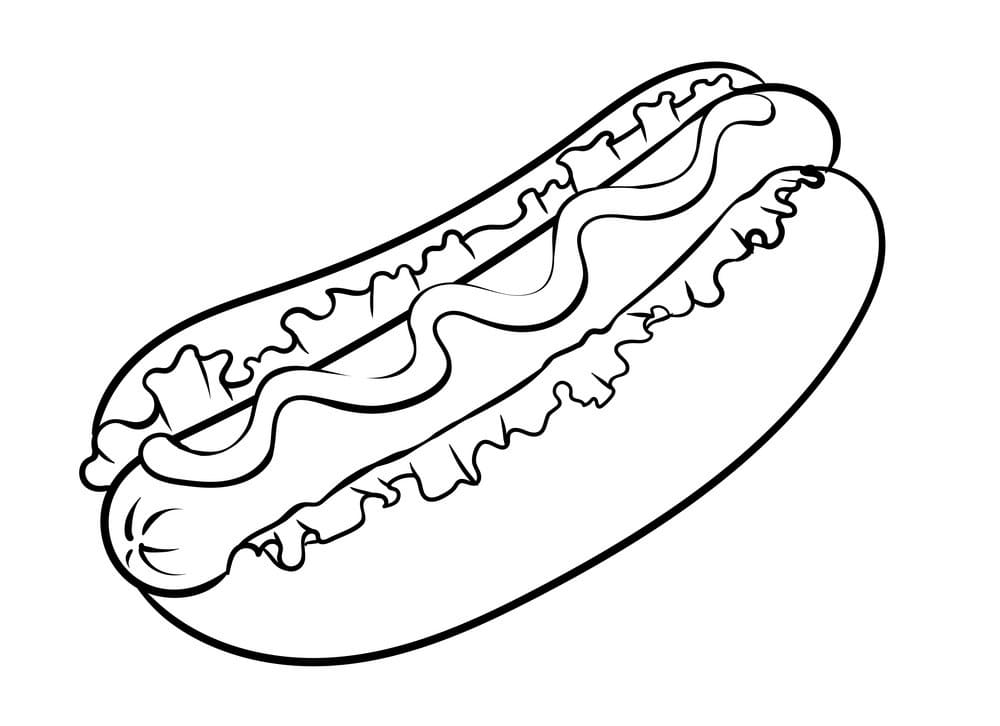 Desenho De Cachorro Quente Delicioso Realista Para Colorir e Imprimir
