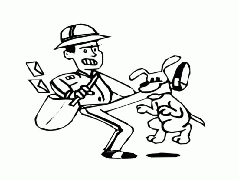 Desenho Carteiro e Cachorro Para Colorir