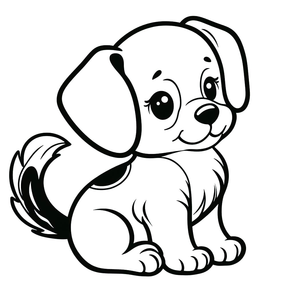 Desenho De Cachorrinho adorável Para Colorir