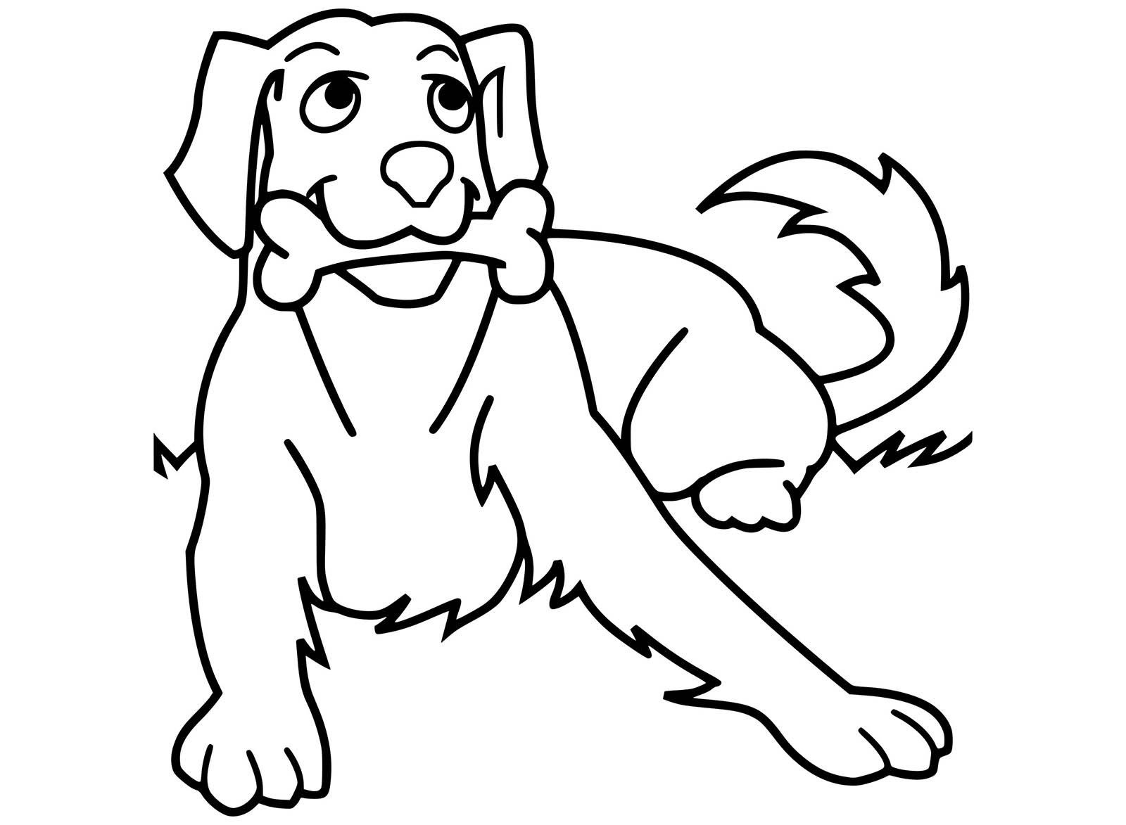 Desenho De Cachorro Mordendo Osso Para Colorir e Imprimir