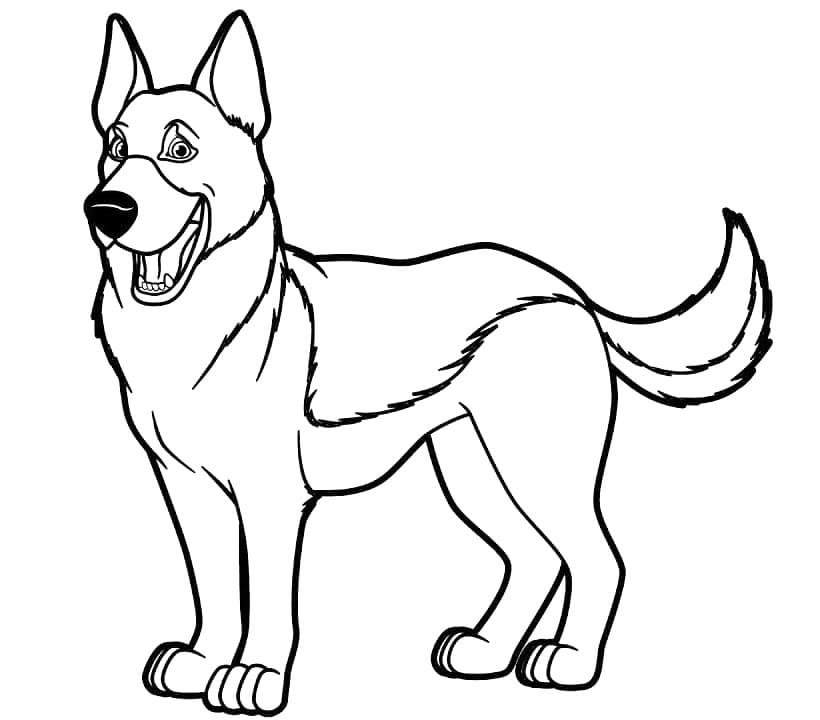 Desenho De Cachorro Pastor alemão Sorridente Para Colorir