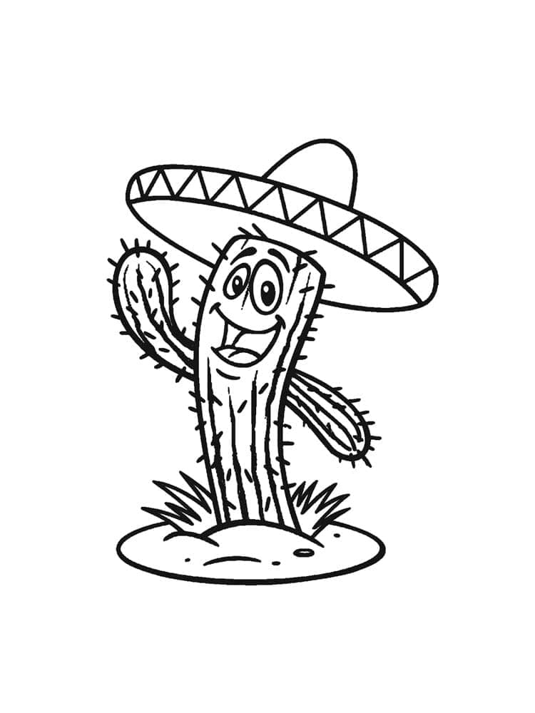 Desenho De Um Cacto De Desenho Animado Para Colorir