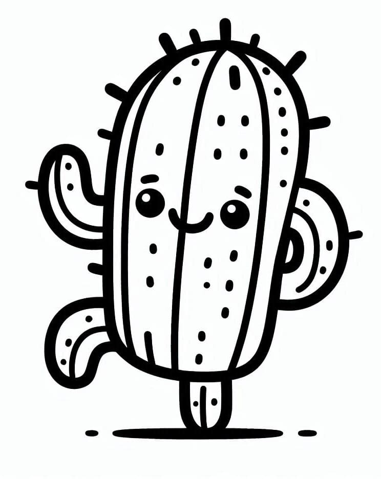 Desenho Cacto engraçado Para Colorir