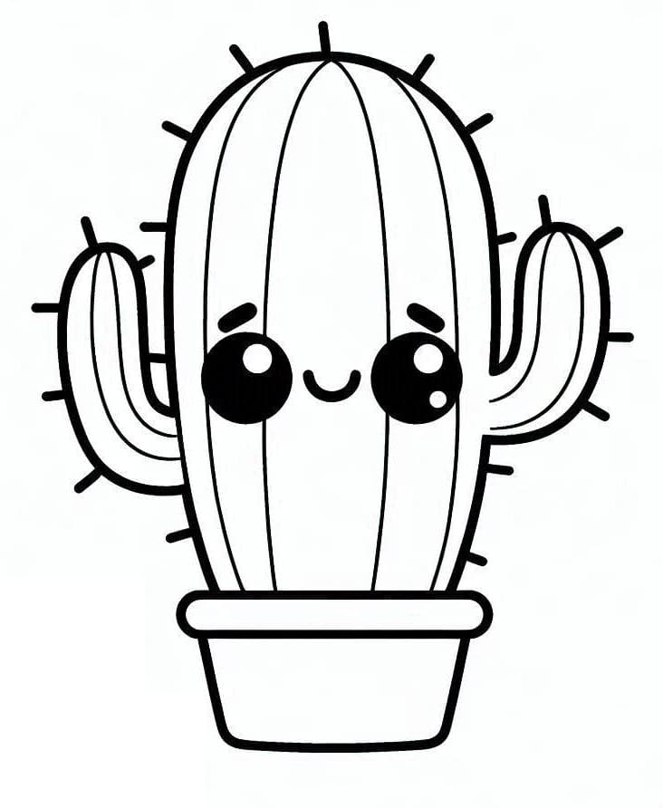 Desenho De Cacto Kawaii Para Colorir Em Pdf