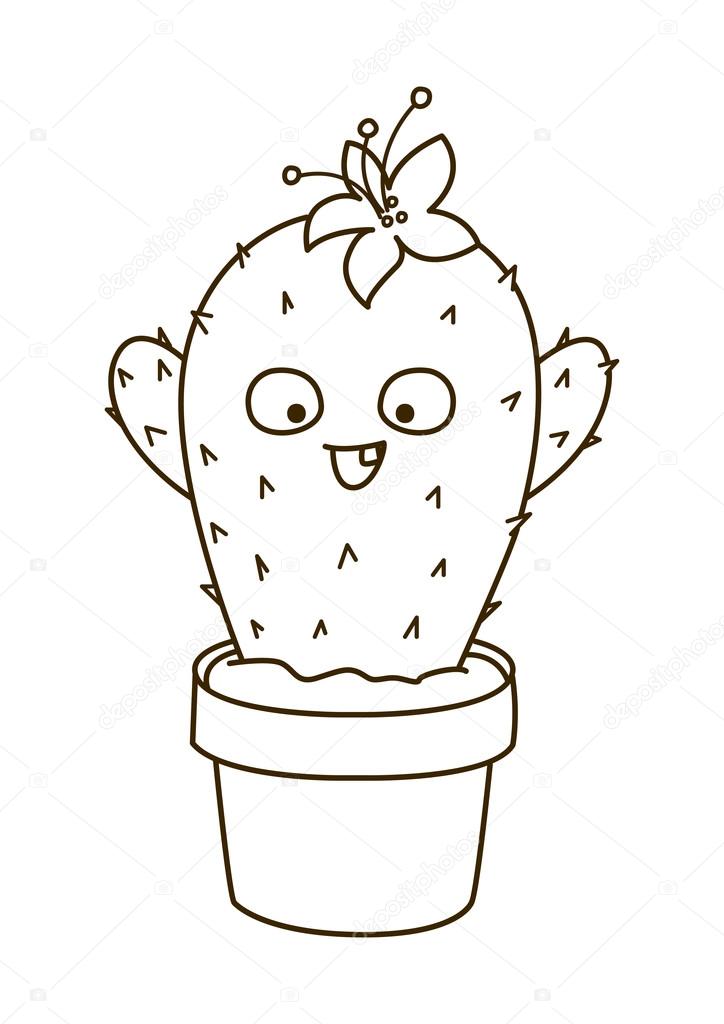 Desenho Fofinho De Cacto Para Imprimir grátis