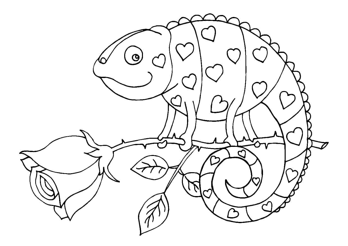 Desenho De camaleão Realista Para Colorir e Imprimir