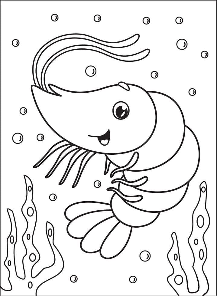 Desenho De camarão Feliz Para Colori