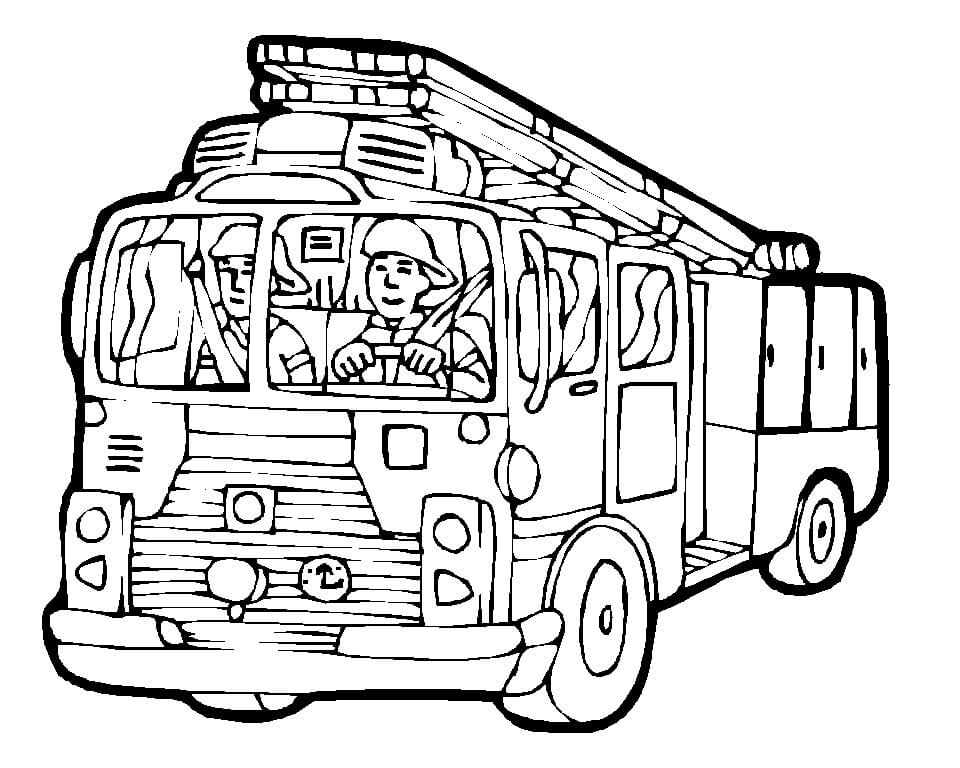 Desenho De caminhão De Bombeiros Pequeno Para Colorir e Imprimir
