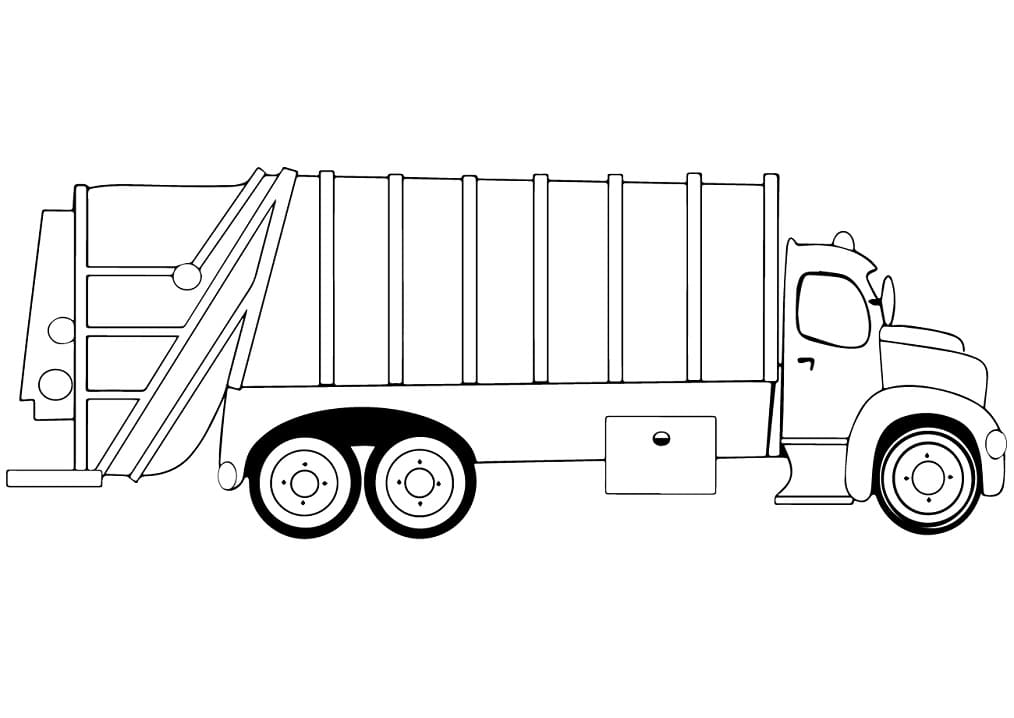Desenho De caminhão De Lixo Com Detalhes Para Colorir e Imprimir