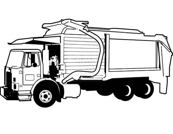 Desenho De caminhão De Lixo Realista Para Colorir e Imprimir
