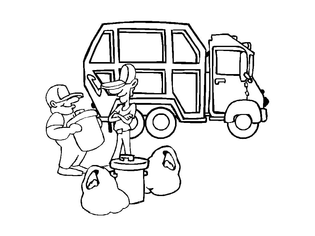 Desenho De caminhão De Lixo Vazio Para Colorir e Imprimir