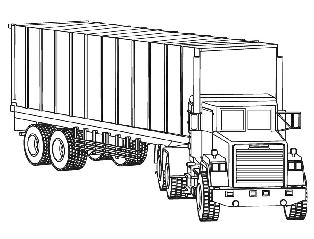 Desenho De caminhão Com Detalhes Para Colorir e Imprimir