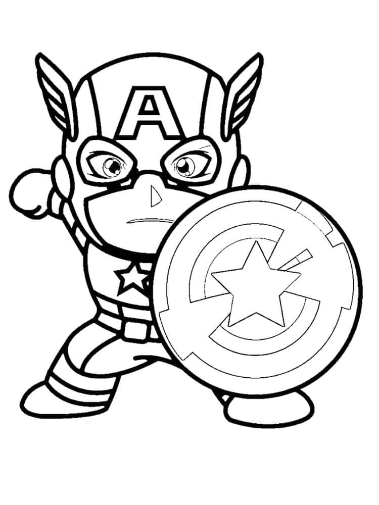 Desenho De adorável capitão américa Para Colorir
