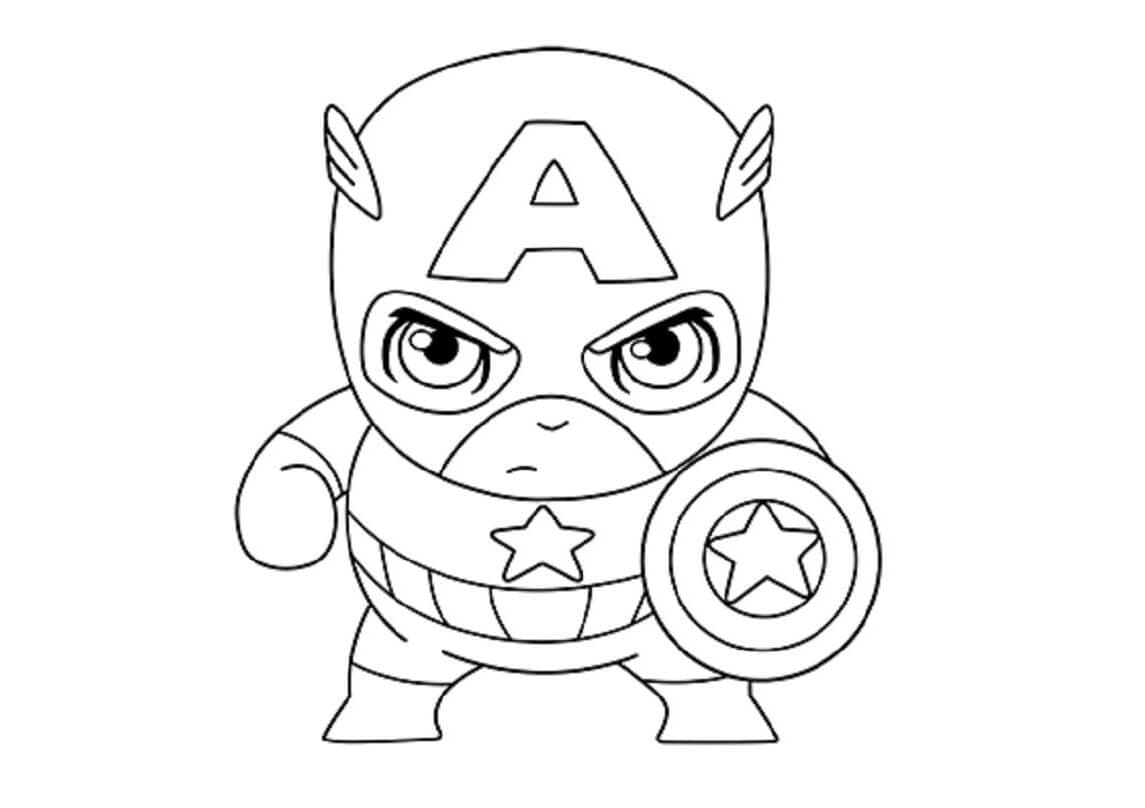 Desenho De capitão américa Chibi Para Colorir