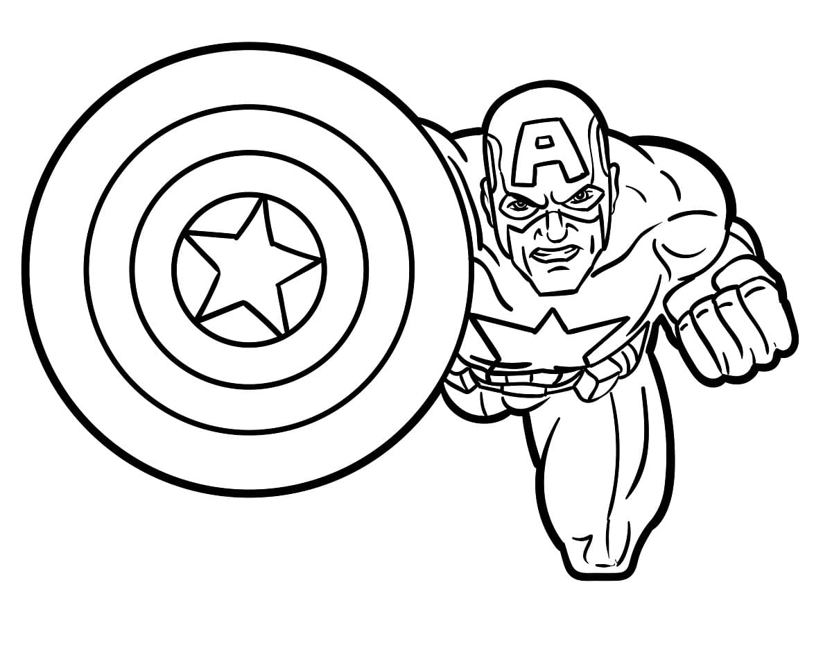 Desenho De capitão américa Vingadores Para Colorir