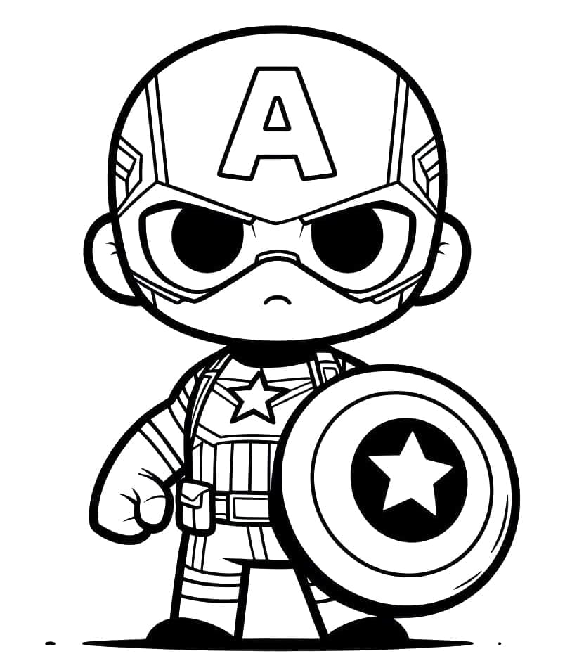 Desenho De Chibi capitão américa Para Colorir
