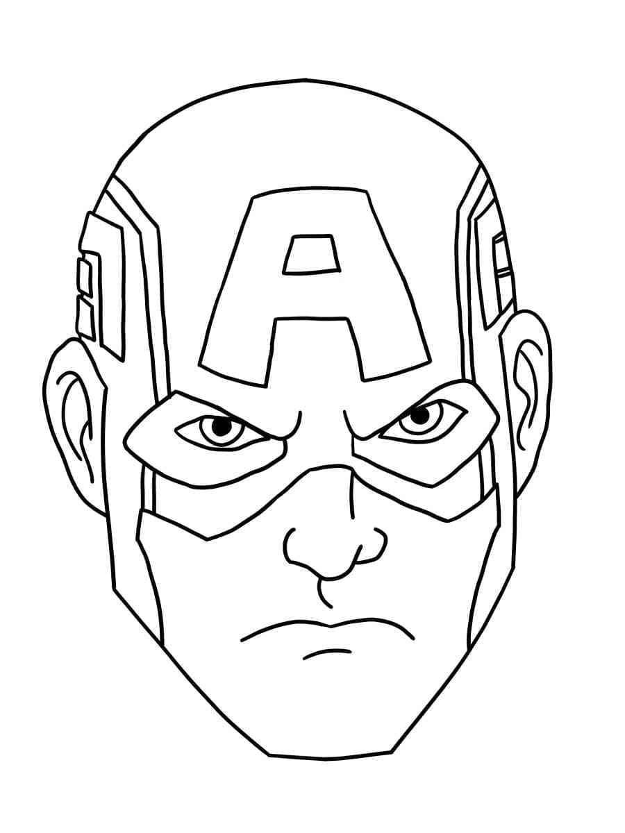 Desenho De Rosto Do capitão américa Para Colorir