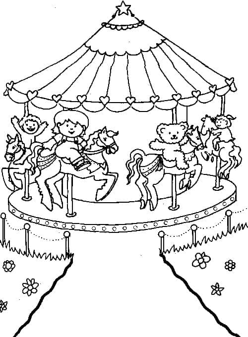 Desenho De Carrossel grátis Para Colorir