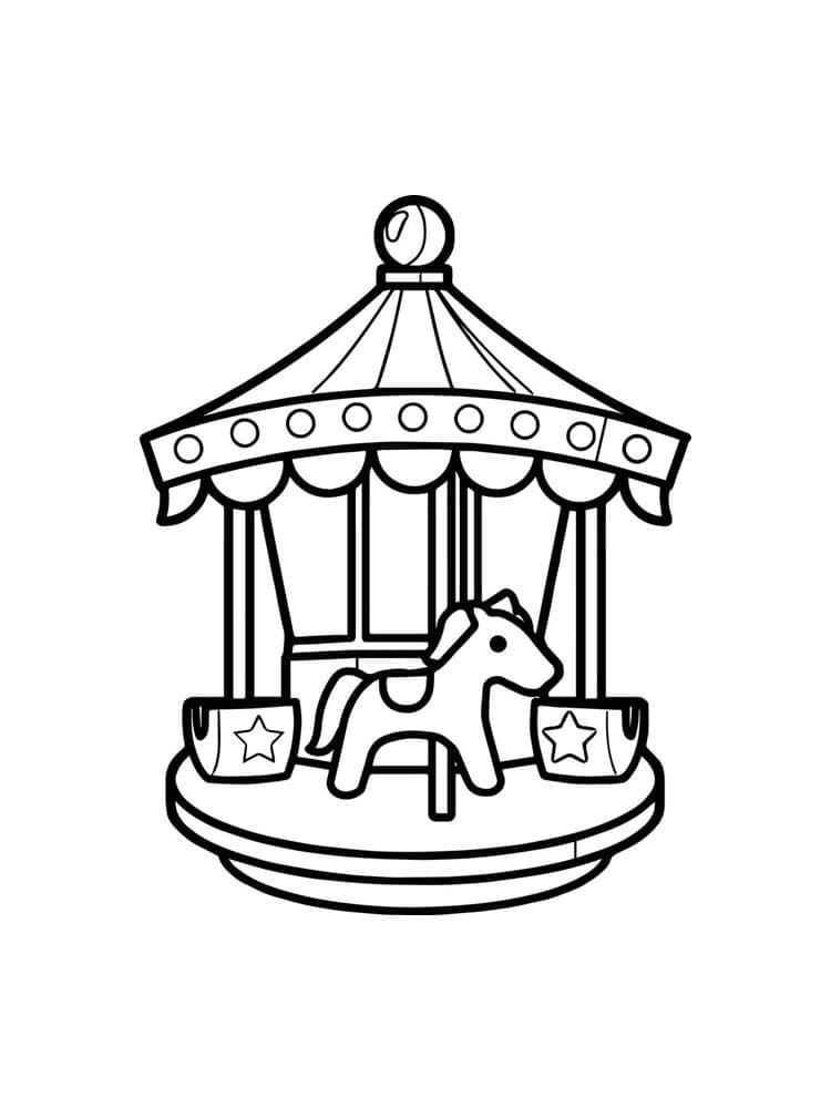 Desenho De Carrossel Simples Para Colorir