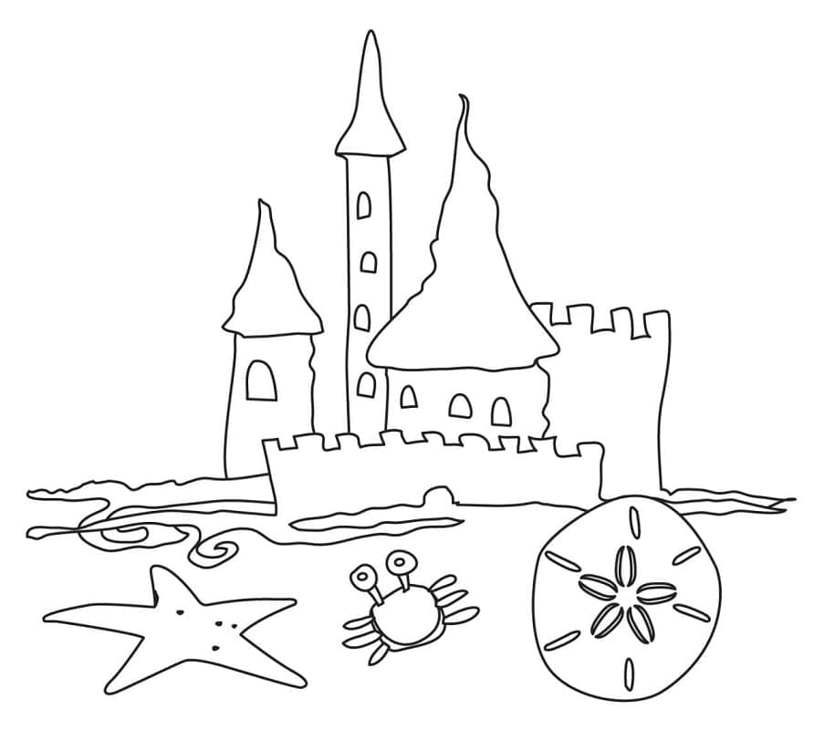 Desenho De Belo Castelo De Areia Para Colorir