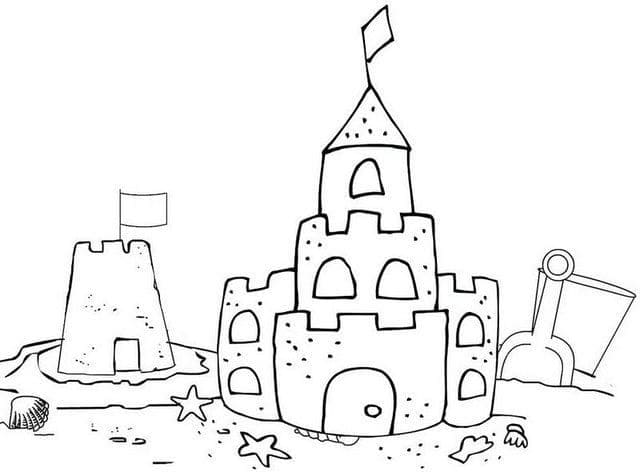 Desenho De Lindo Castelo De Areia Para Colorir