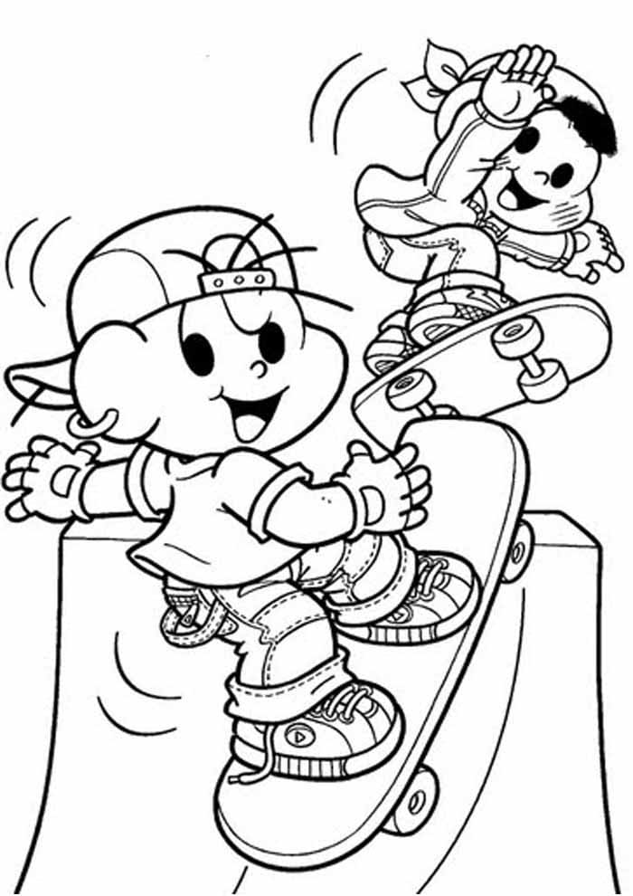 Desenho De Cebolinha Com Skate Turma Da Monica Para Colorir