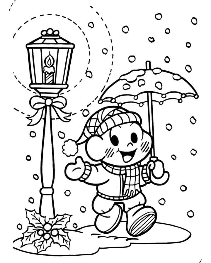 Desenho De Cebolinha e Neve Para Colorir