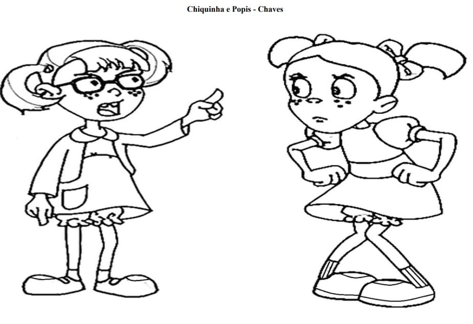 Desenho De Chiquinha e Popis Para Colorir