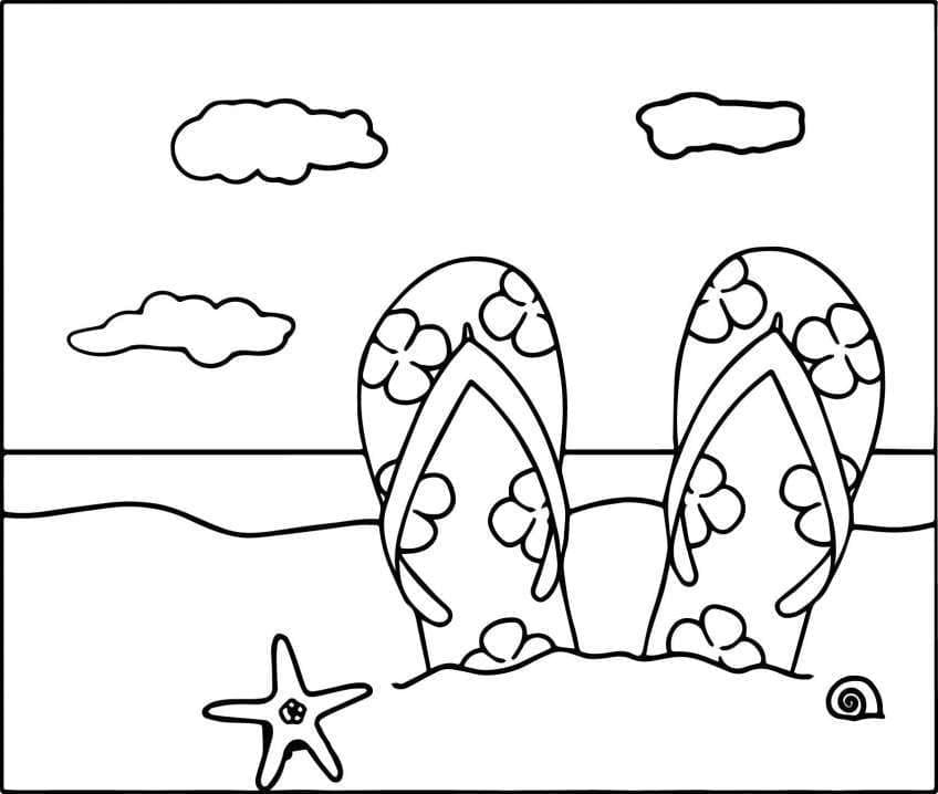 Desenho De Chinelos Praia Para Colorir