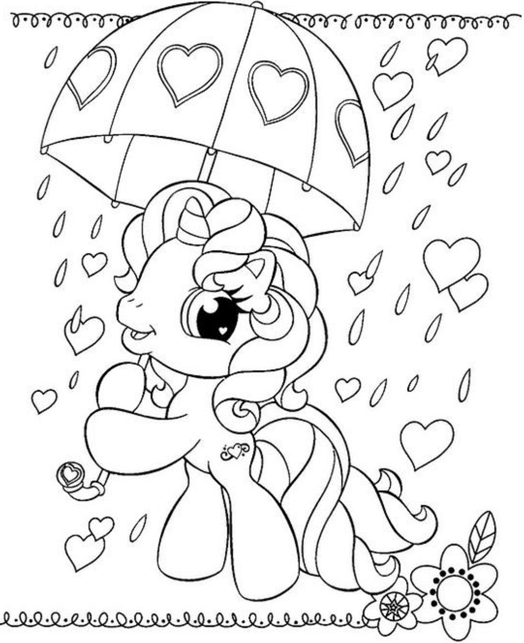 Desenho de incrível unicórnio na chuva A4