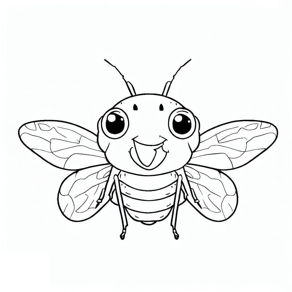 Desenho De Cigarra Muito Feliz Para Colorir