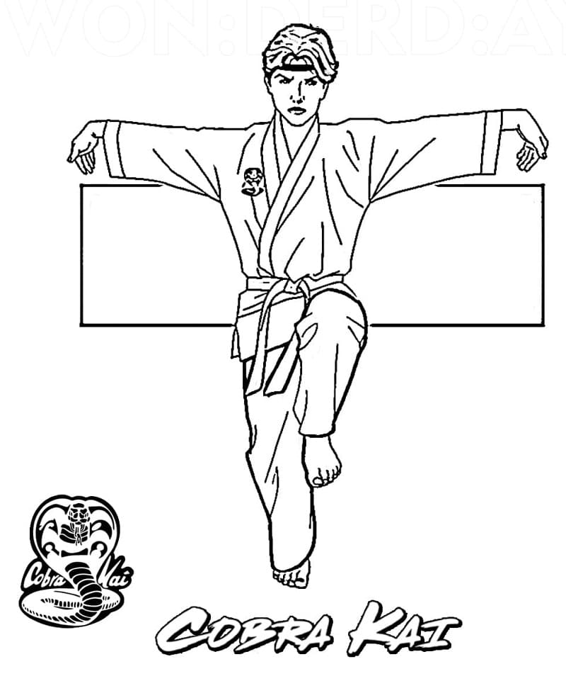 Desenho De Daniel Larusso De cobrá Kai Para Colorir
