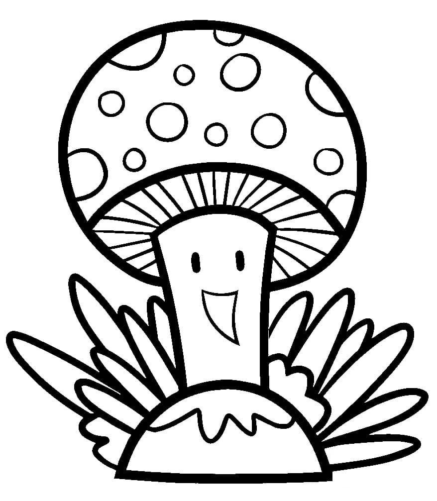 Desenho De Cogumelo Alegre Para Colorir