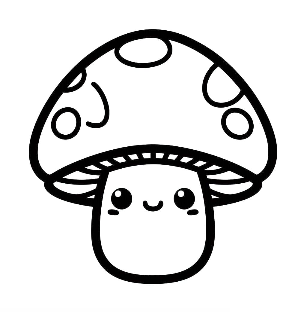 Desenho De Um Cogumelo Fofo Para Colorir