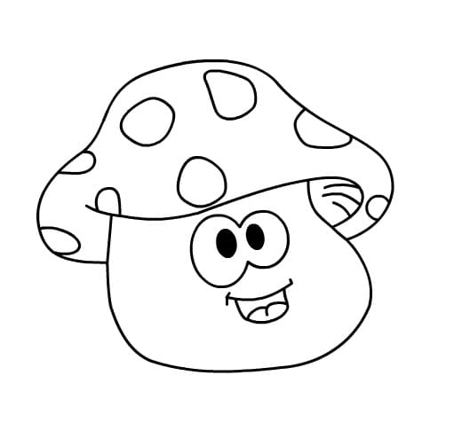 Desenho Cogumelo engraçado Para Colorir