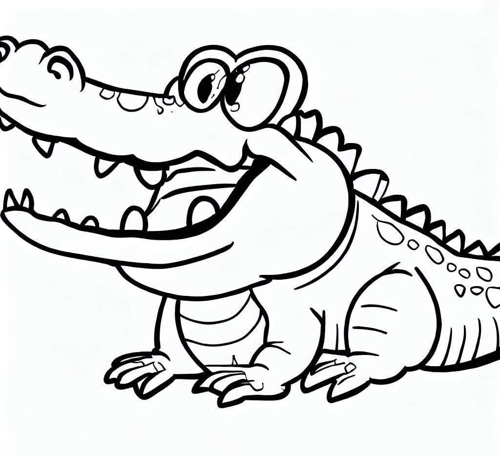 Desenho De Crocodilo e engraçado Para Colorir