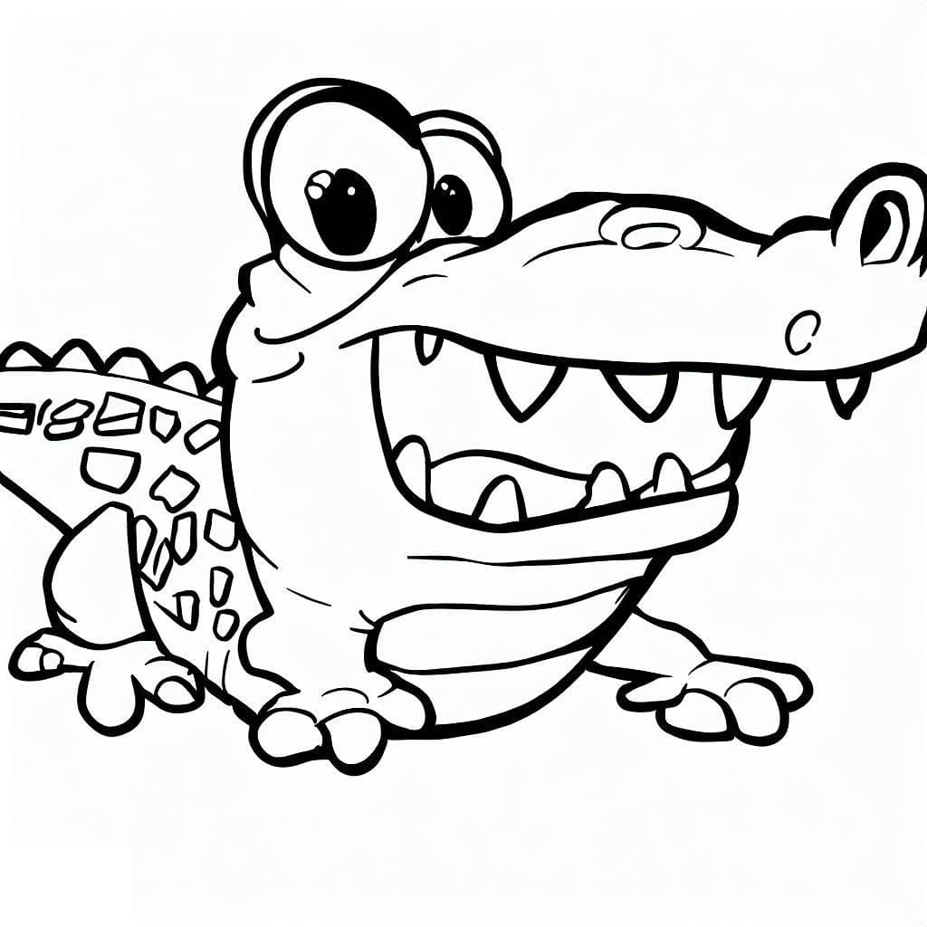 Desenho De Crocodilo Louco Para Colorir