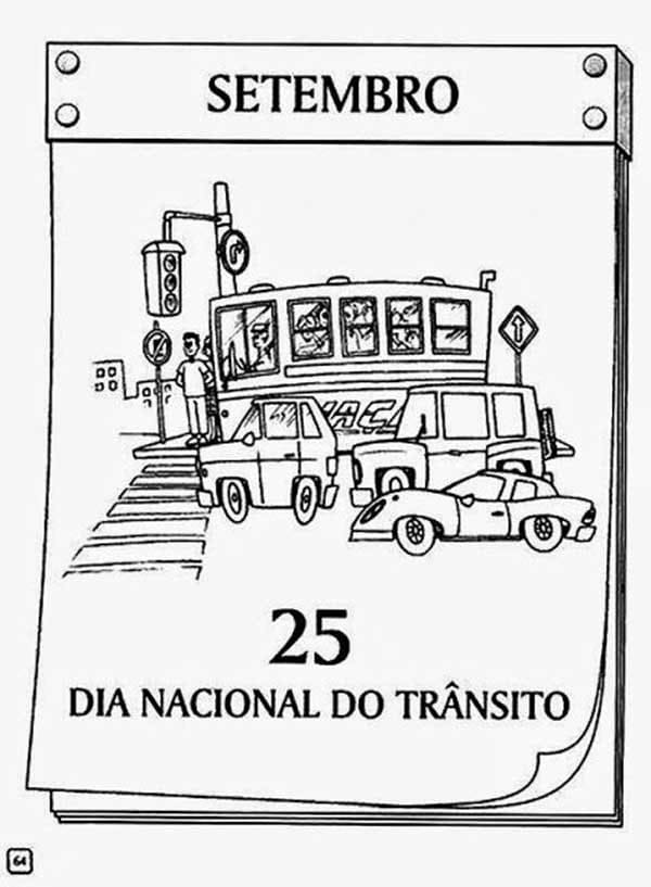 Desenho De Dia Nacional Do trânsito Para Colorir