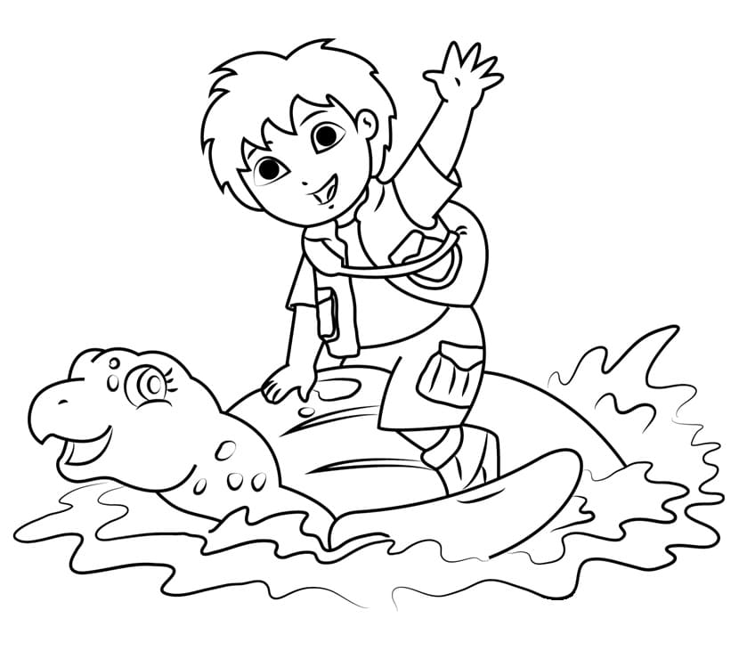 Desenho Diego e Tuga Para Colorir