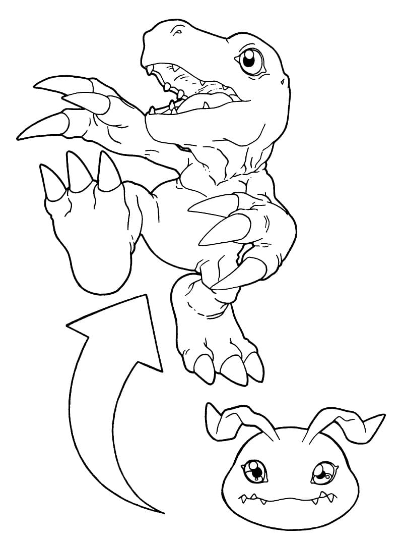 Desenho De Agumon De Digimon Para Colorir