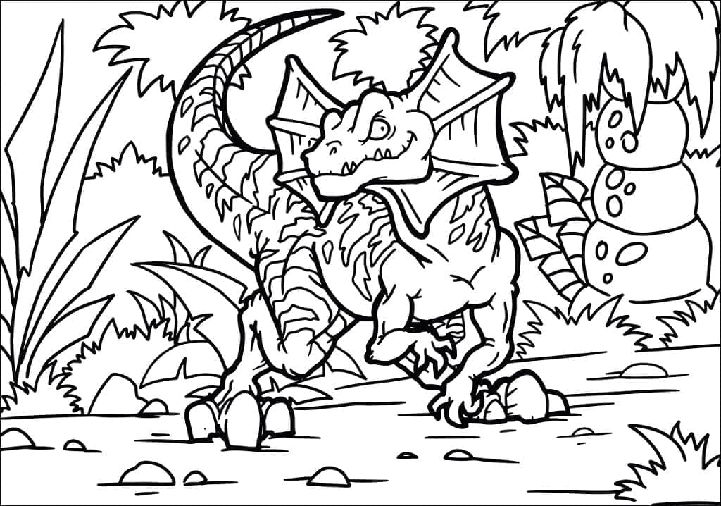 Desenho De Dilofossauro Imprimivel Para Colorir