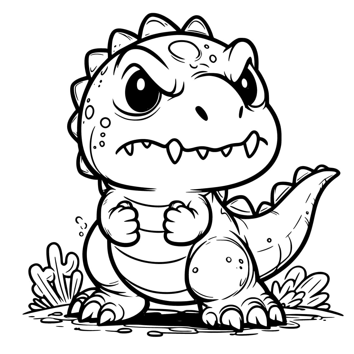 Desenho De Um Dinossauro Mal Humorado Para Colorir