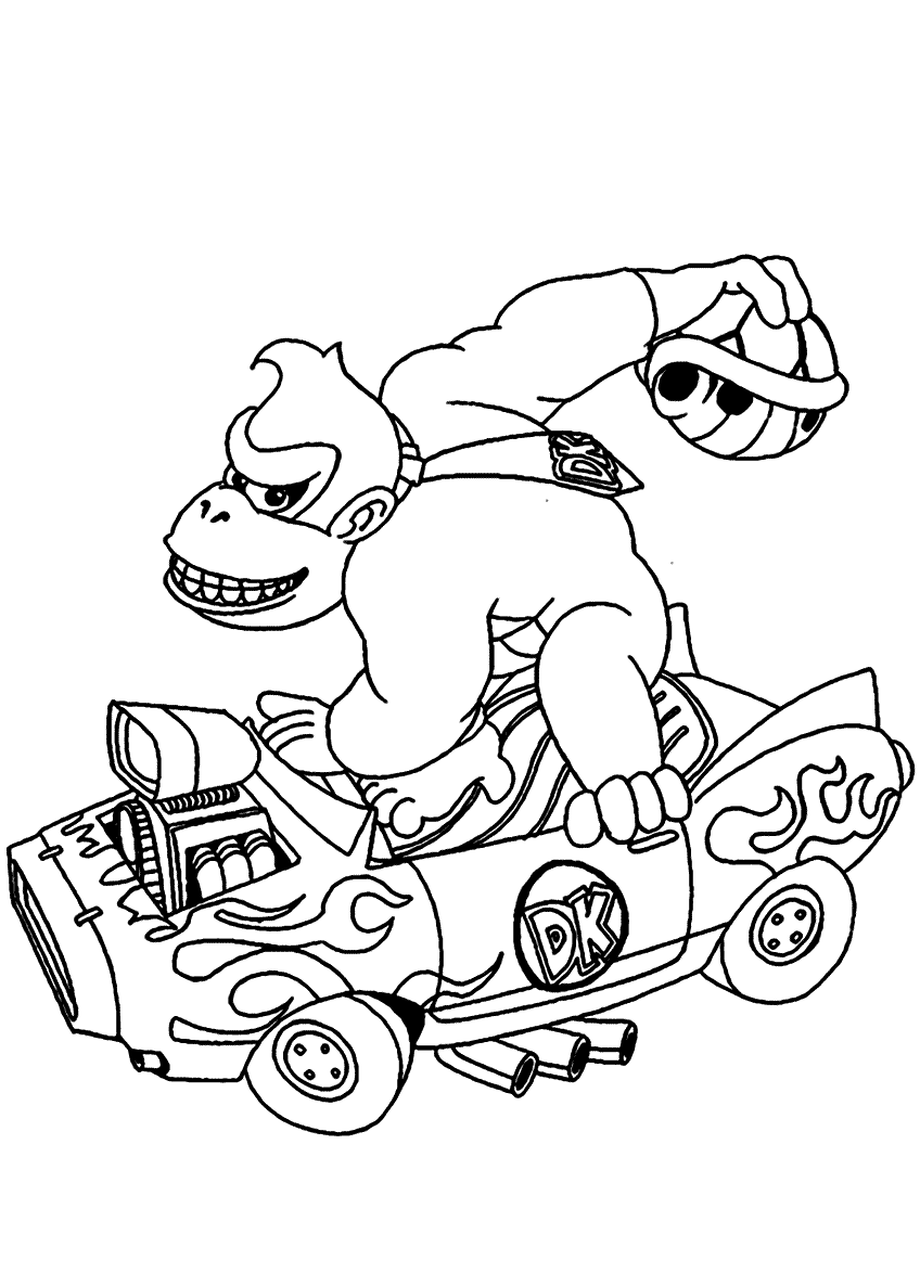 1548384642 Donkey Kong Drives A Car Coloring Page