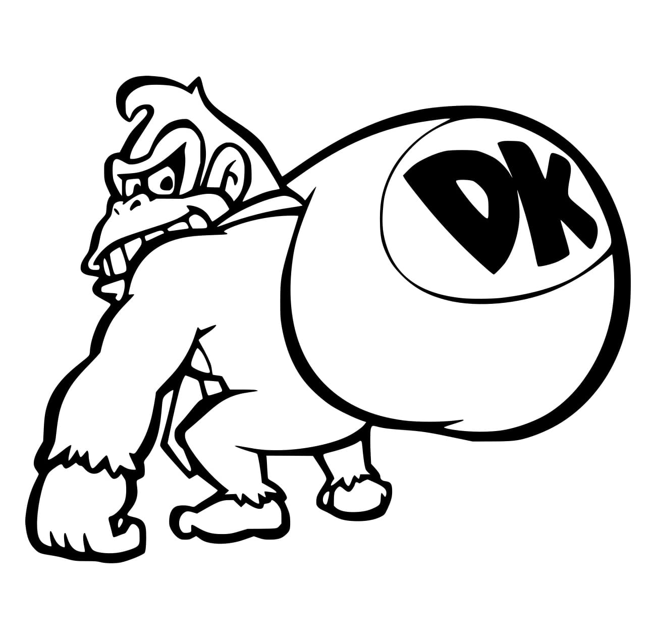 Desenho De Donkey Kong segurá A Bolsa Para Colorir