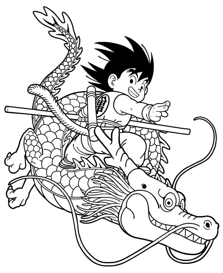 Desenhos De Goku Et Shenlong De Dragon Ball Z Para Colorir
