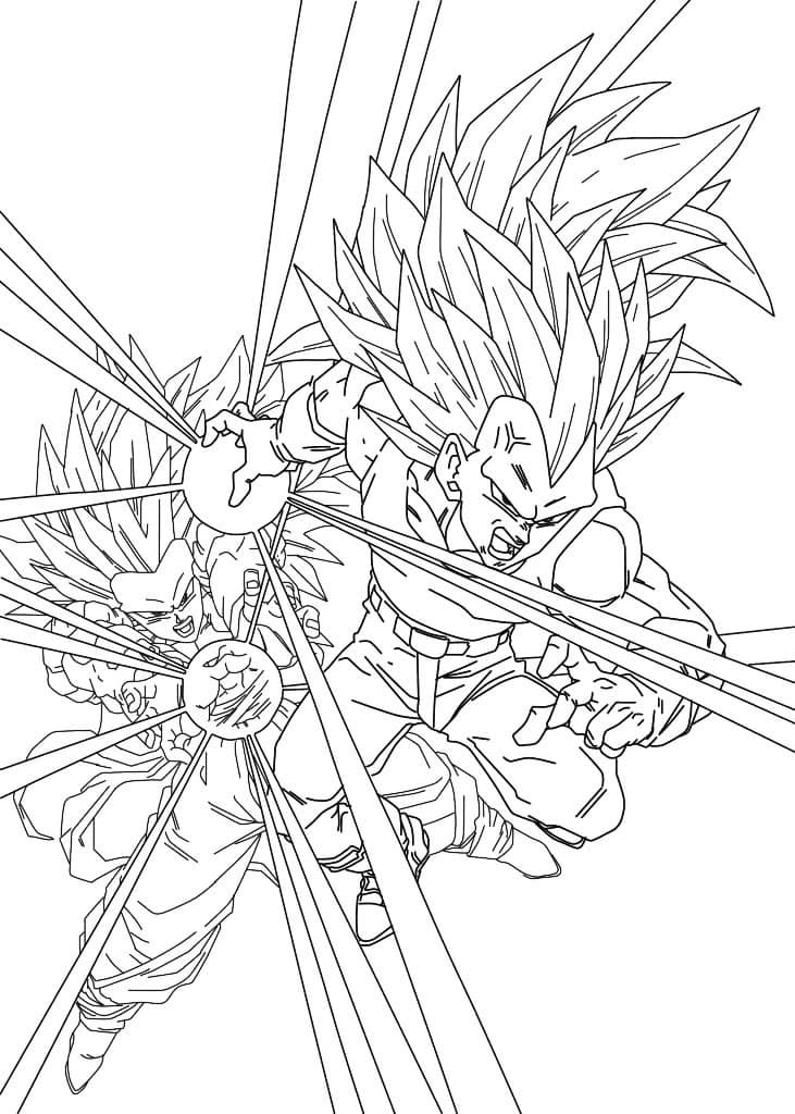 Desenhos De vegetá e Goku Dragon Ball Z Para Colorir