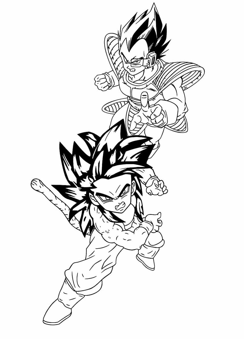 Desenhos De vegetá e Goku De Dragon Ball Z Para Colorir
